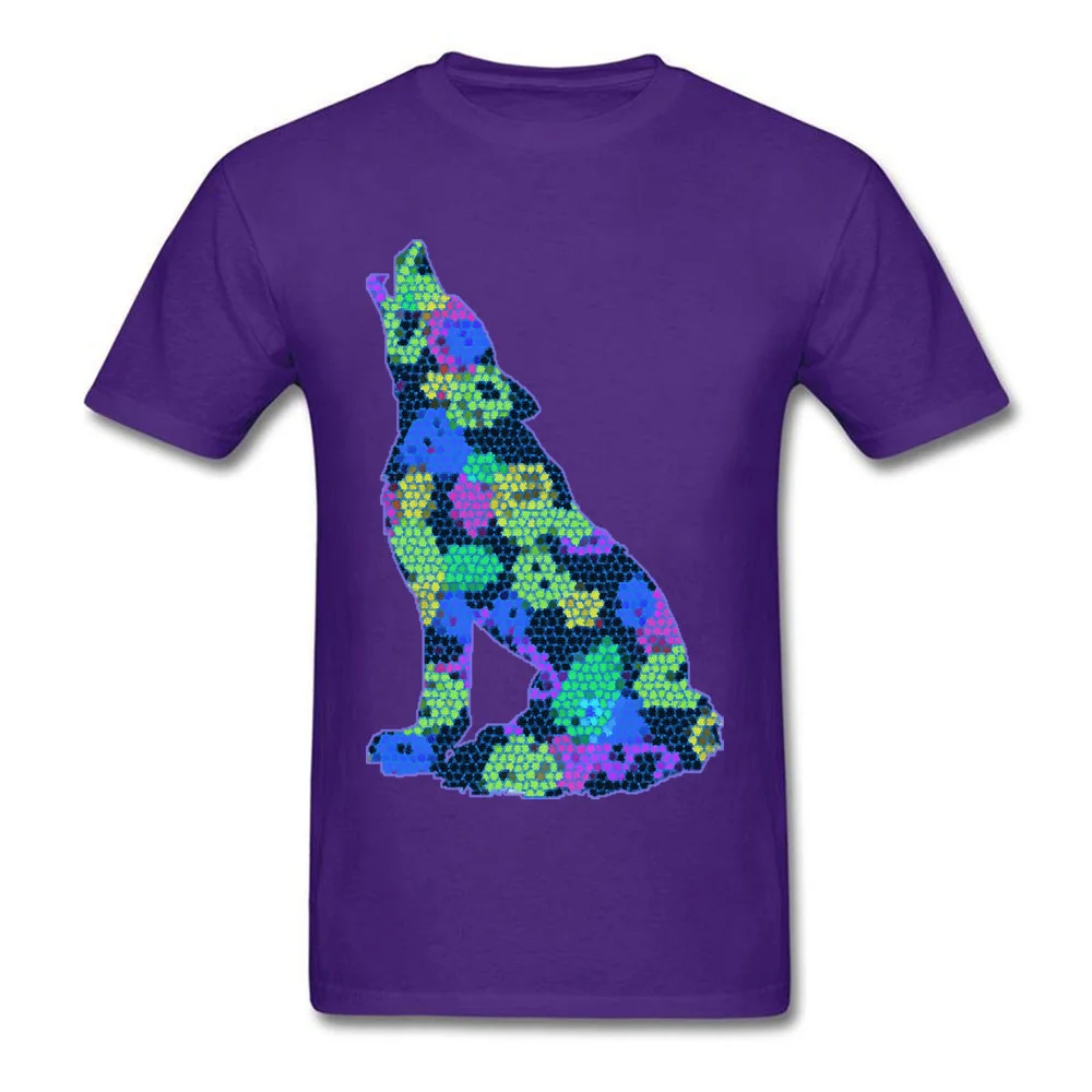 2018 Hot Sale Men Tops & Tees mosaic wolf Hip hop T-shirts 100% Cotton Short Sleeve Classic Tops Tees O-Neck Wholesale mosaic wolf purple
