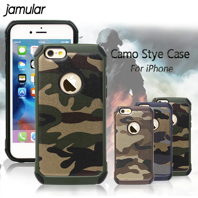 

JAMULAR Hybrid Camouflage Phone Cover For iphone 7 8 Plus Cool Hard PC Back Case Cover For iPhone X 10 5s SE 6 6s Capinhas Funda