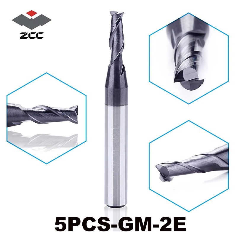 5 шт./лот высокое качество ZCC. CT GM 2E цементированный карбид cnc 2 Флейта сплющенная