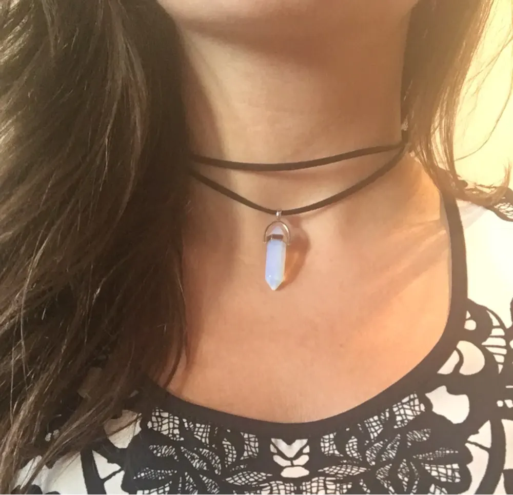 

Silver color 2 layer opal necklace heart with multi stone necklaces for women jewelry gift X231