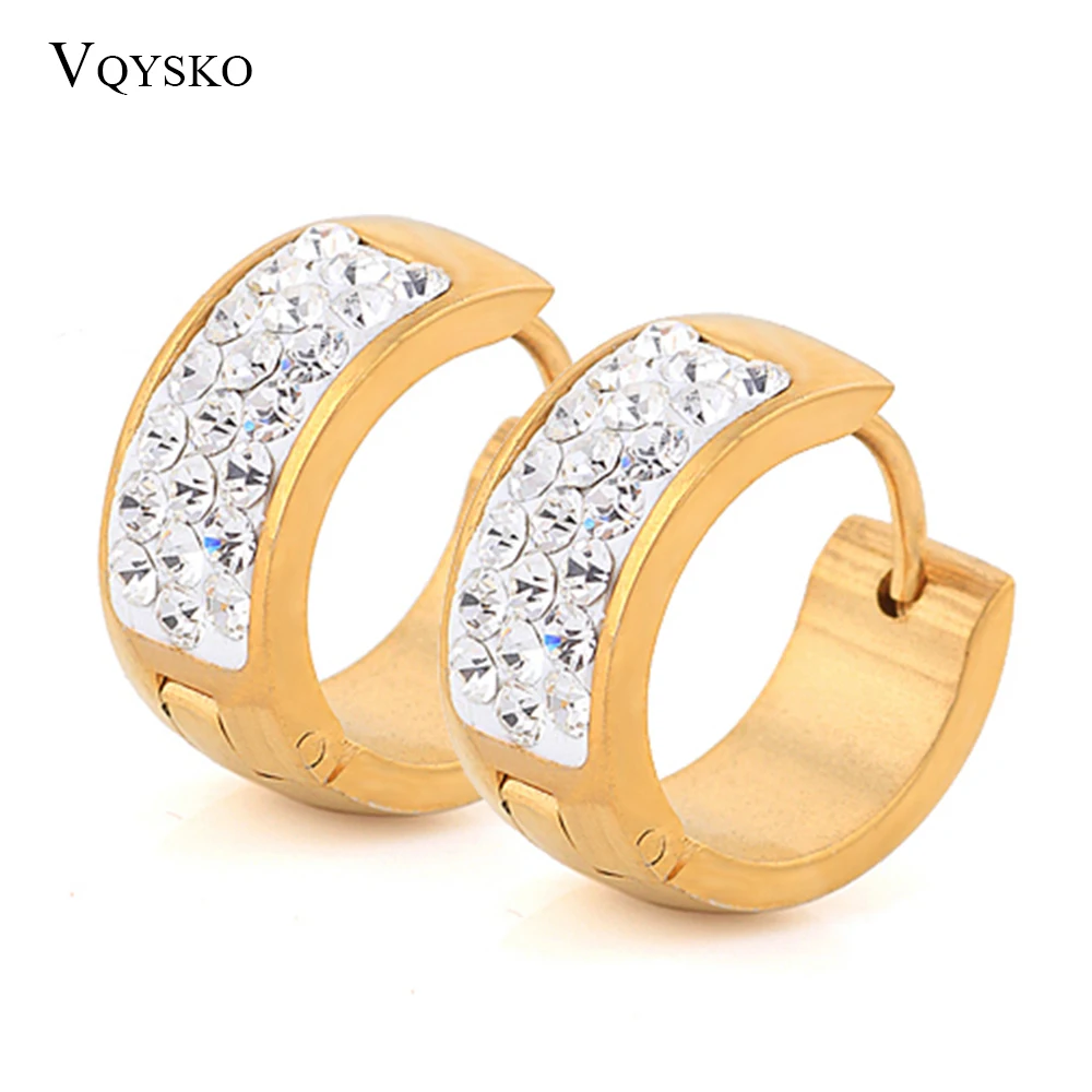 

Fashion Stainless Steel Gold-Color Crystal Jewelry Earrings For Women