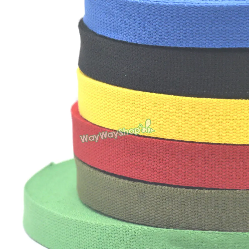 10 Yard 25mm Cotton bing Ribbon Woven Roll Buckles Strap Hooks