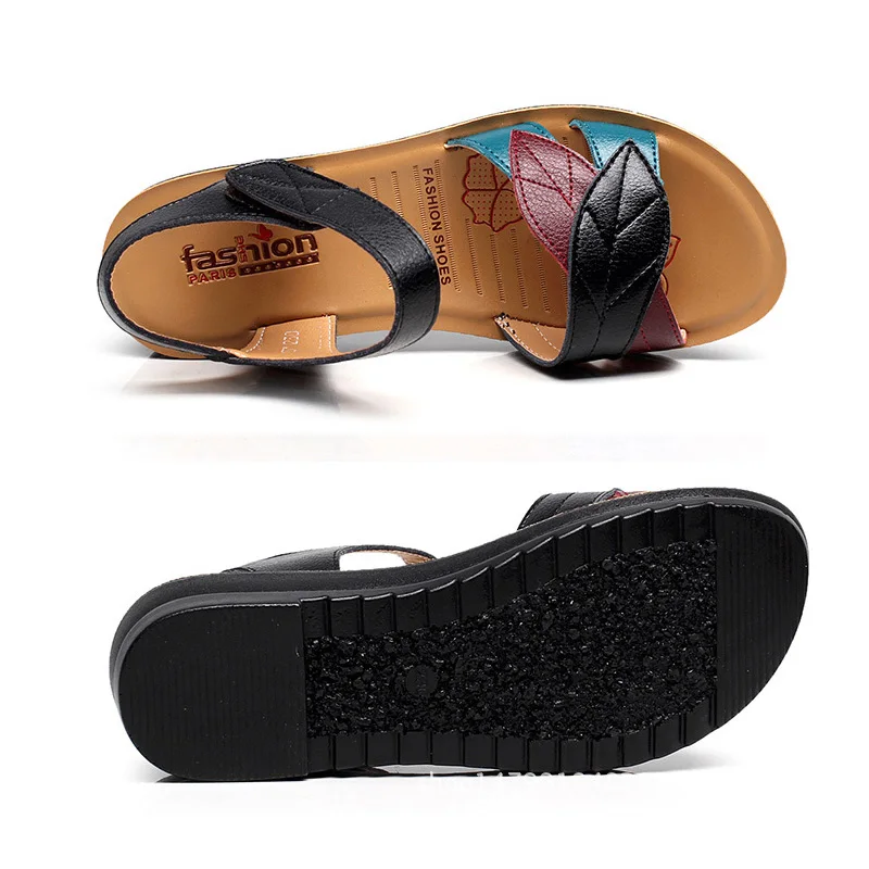 LAKESHI Women Sandals 2019 Summer Flat Sandals Fashion Mother Sandals Soft Bottom Women Shoes Comfortable Women Flats Size 41
