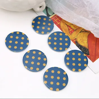

New 10pcs 34MM Round Polka Dots Style Resin Jewelry Earing Floating Charms Ornament Accessories Material Plastic Pendants