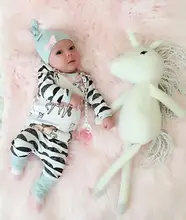 New Baby Cotton Clothes Baby Sets Kids Boy Girl Horse Long Sleeve Cotton Tops and Pants and Hat 6-12 Months