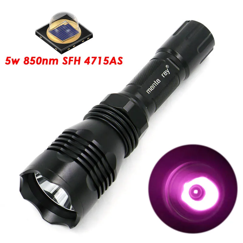 

HS-802 New Waterproof 5Watt 850nm SFH 4715AS Black series IR Infrared LED Flashlight Torch for Night Vision Camera and Camcorder