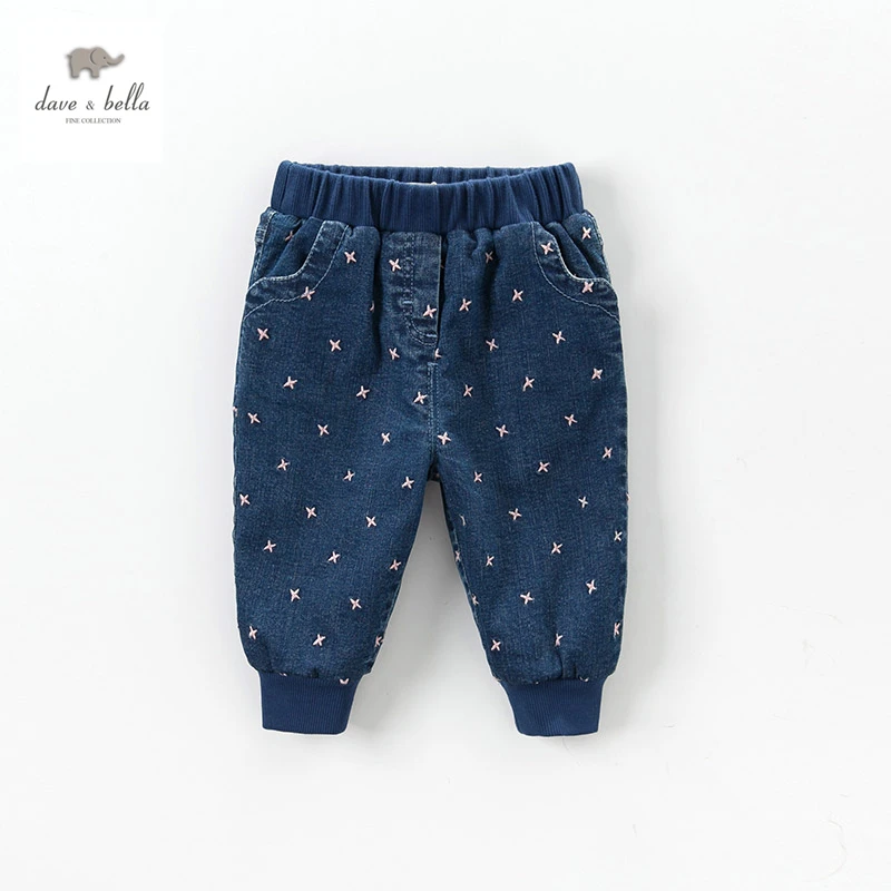 DB4200 dave bella baby girls embroidery denim blue pants girls jeans