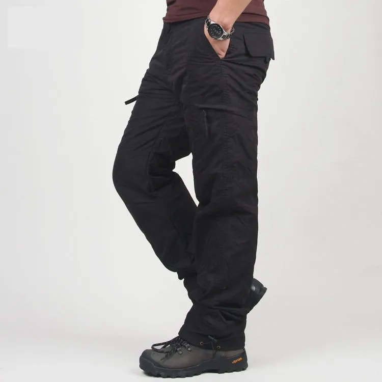 Зимние двухслойные мужские брюки карго, мужские хлопковые теплые толстые мешковатые брюки для мужчин, мужские армейские военные камуфляжные тактические брюки