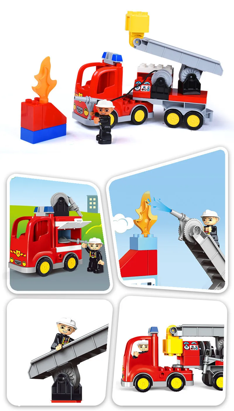 30 шт. Большой размер Diy Пожарная станция строительные блоки фигурка совместима с кирпичами Duploed Развивающие игрушки для детей Детский подарок