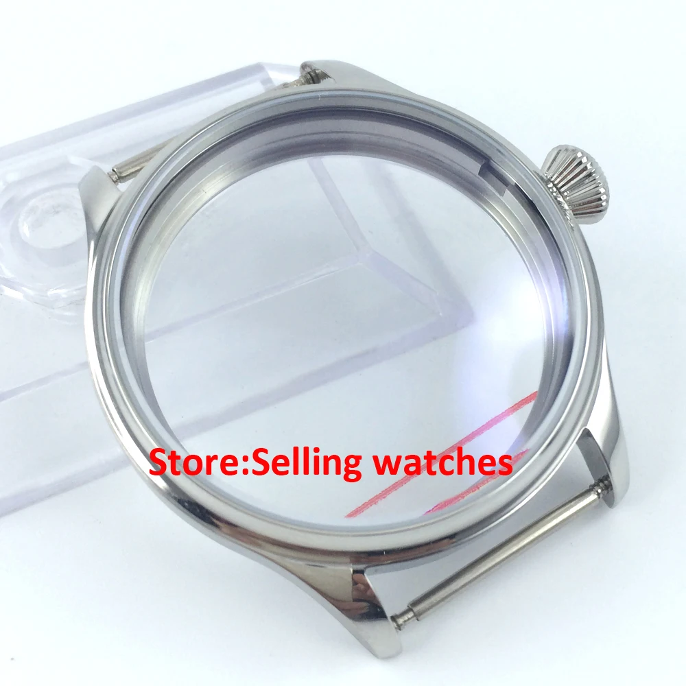 

44mm 316L steel parnis watch CASE fit 6498 6497 eat movement