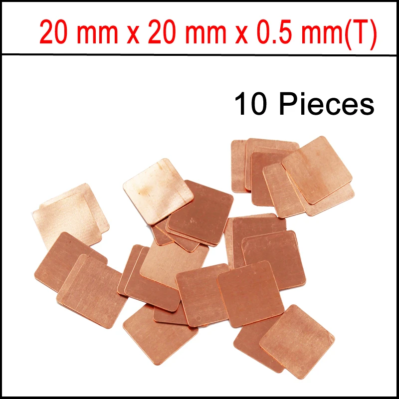 20 mm x 20 mm x 0.5mm DIY Copper Shim Heatsink thermal Pad for Laptop