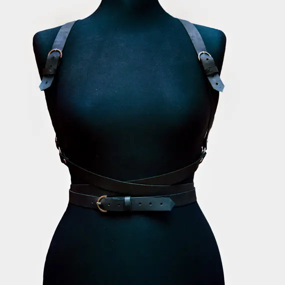 Womens leather belt, leather harness, body belt, leg garter,belt lingerie-in Garters from