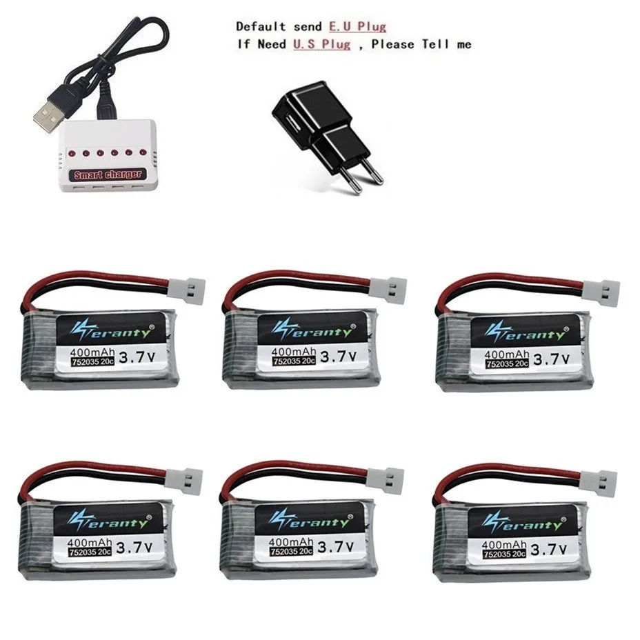 3,7 V 400 мА/ч, Батарея и(6 в 1) Зарядное устройство для SYMA X15 X5A-1 X15C X15W H31 X4 H107 KY101 E33C E33 U816A V252 H6C RC ЗАПАСНЫЕ Запчасти - Цвет: Синий