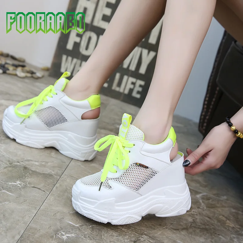

breathable air mesh platform sneakers women 2019 summer fashion high heels wedges sandals woman casual shoes sandalias YH-37