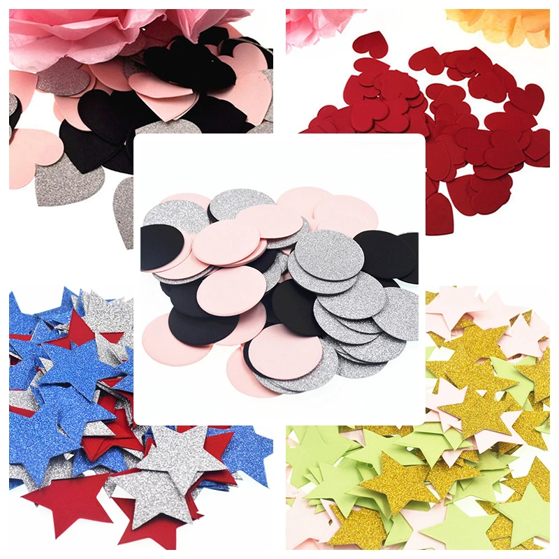 

100pcs 26 Colors 3cm Round Star Heart Papper Confetti Shine Sequins Birthday Boy Party Candy Bar Decoration Party Supplies