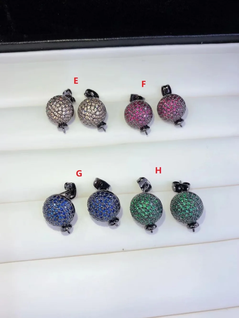 

Y295 1 Pair High Quality Golden plated Paved CZ Necklace Earrings Back Cubic Zirconia Jewelry Connector DIY Jewellery Making
