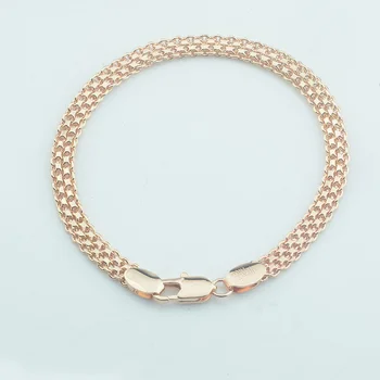 

1pcs 6mm Men Women 585 Rose Gold Color Double Link Bracelets