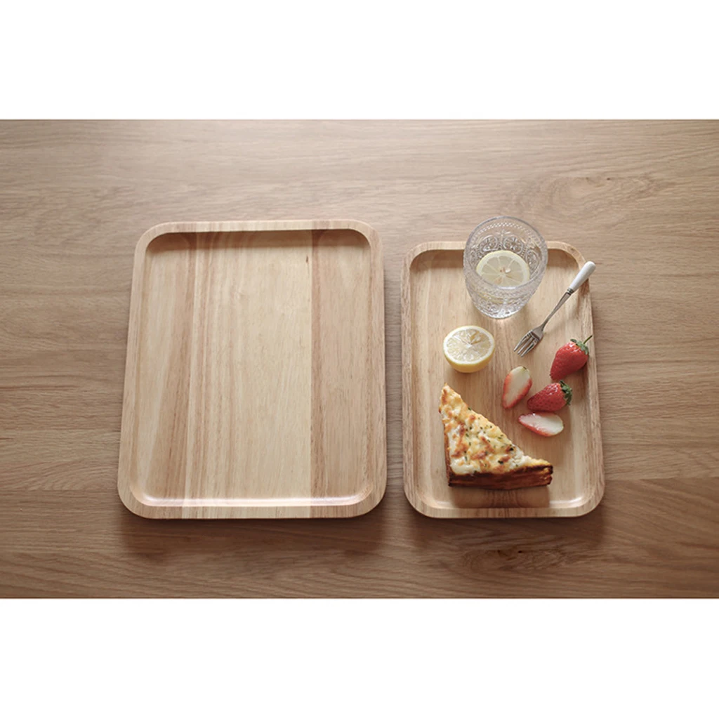 

Various Wooden Serving Trays Tea Coffee Fruit Breakfast Flowers with Raised Wood Platter Square Rectangular Beech