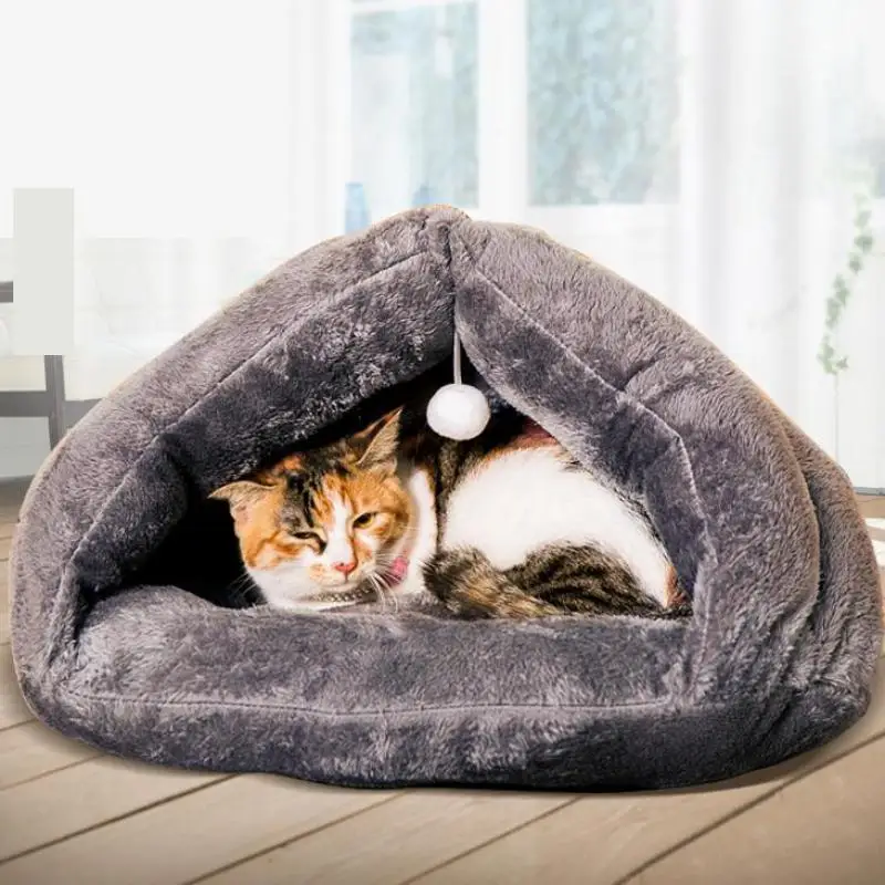 

Winter House For Cat Warm Cotton Dog Pet Products Mini Cat Pet Dog Bed Soft Comfortable 3 Color Gray Brown Rose Red S M