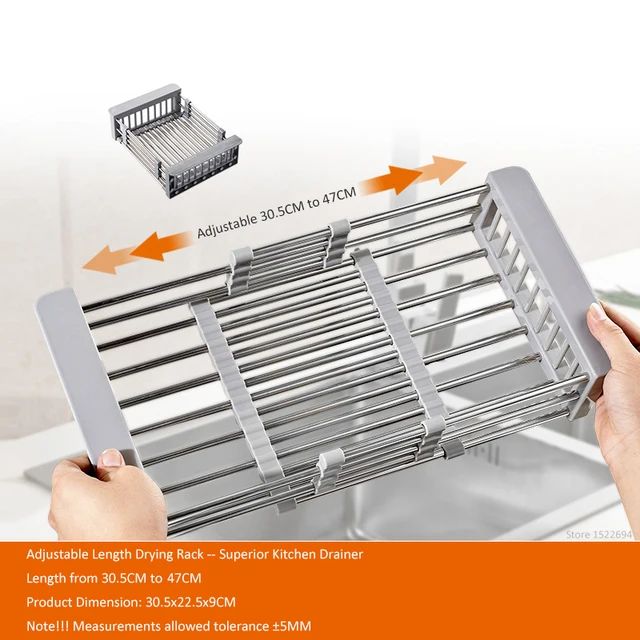 Adjustable Over The Sink Colander Dry Rack Pro Kitchen Sink Dish Drainer Rack Collapsible Over Sink Dish Drainer Color Option