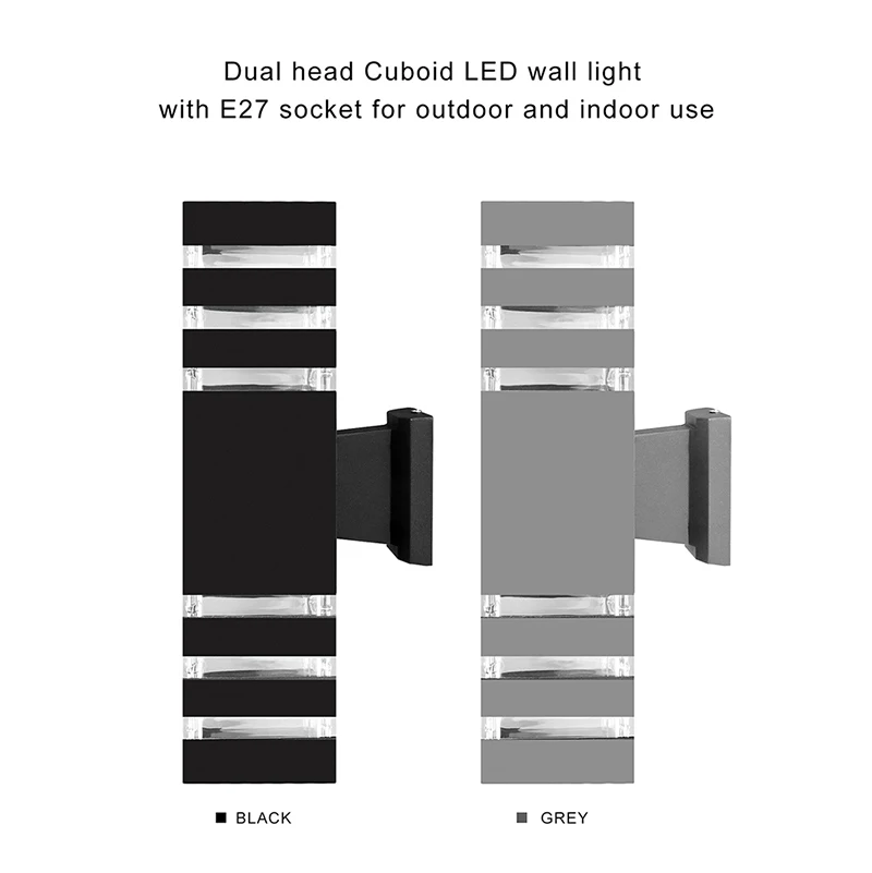 Наружное освещение в стиле модерн E27 вверх вниз двухголовый светодиодный светильник настенный водонепроницаемый сад снаружи двор крыльцо коридор балкон декоративное крепление - Испускаемый цвет: Dual Head Squre