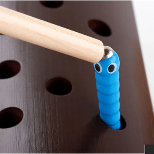 Montessori Children's fun wooden magnetic early education toy catching insect game puzzle desktop interactive toys