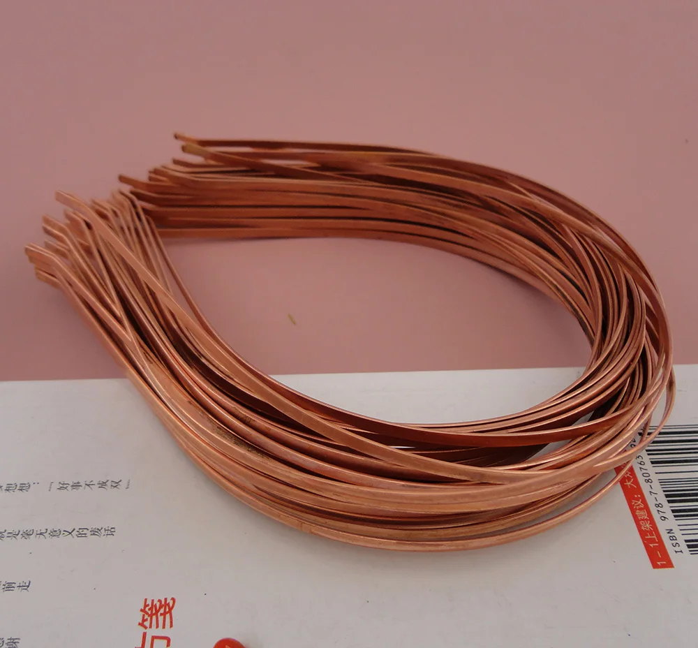 

50PCS Regular quality Raw Copper finish 3mm 4mm 5mm plain Metal Hair Headbands with bend tips suitable for Solder and Re-plate