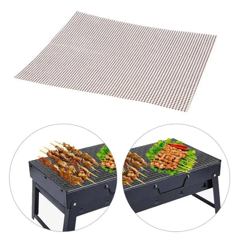 

Non-stick BBQ Grill Mesh Barbecue Baking Liners Reusable Teflon Cooking Sheet Heat Resistance BBQ Mat in Grid Shape Cooking Tool