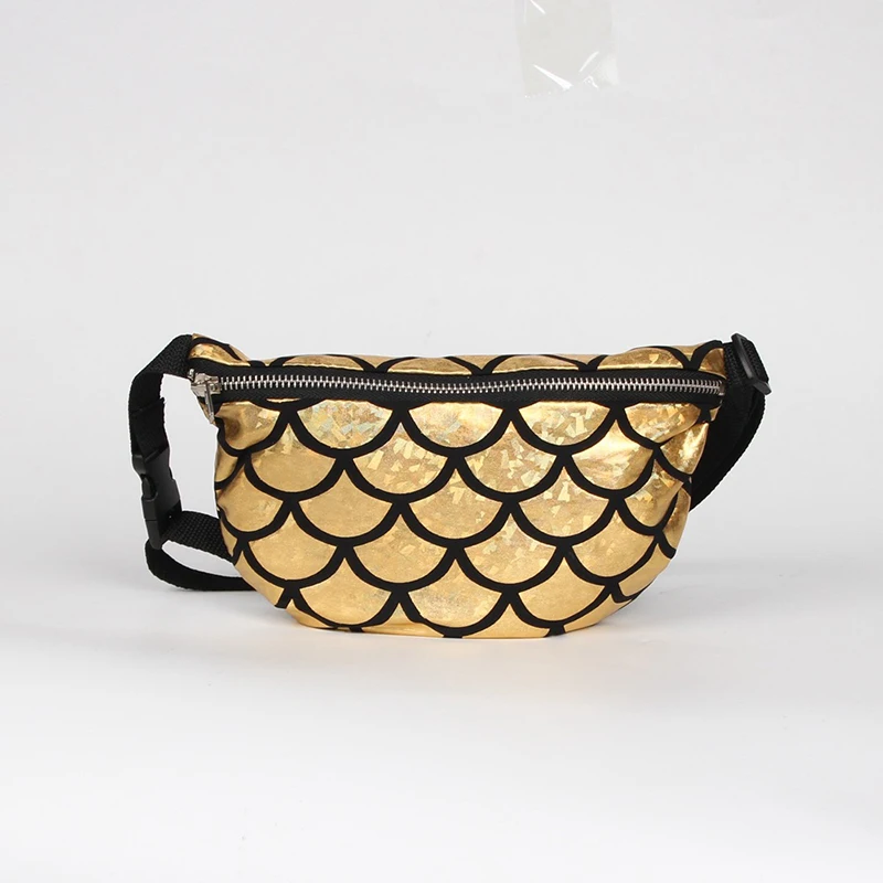 Женская поясная сумка с ремнем, сумочка Русалочка, многофункциональная поясная сумка, вечерняя сумка для хранения рыбьей чешуи, сумочка для денег, телефона - Цвет: Золотой