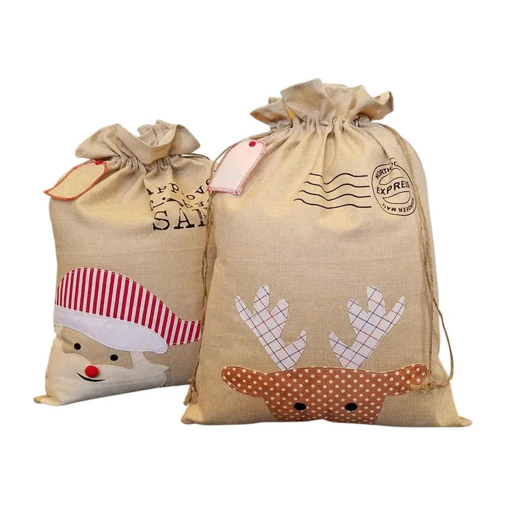 20pcs burlap christmas santa sacks bag xmas santa gifts bags 2 styles