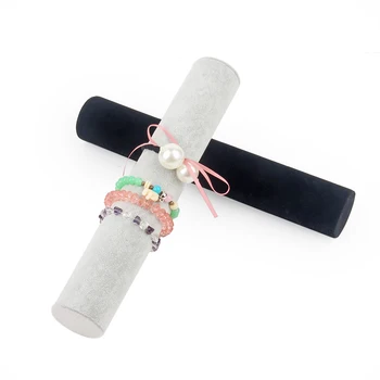 TONVIC Wholesale Black/Gray 5*30cm/5*36cm L Velvet Bracelet Display Holder Jewelry Headband Watch Organizer Shelf Rack hot fashion gray rose red velvet bracelet watch display holder jewelry receiving for bracelets bangle organizer shelf rack stand