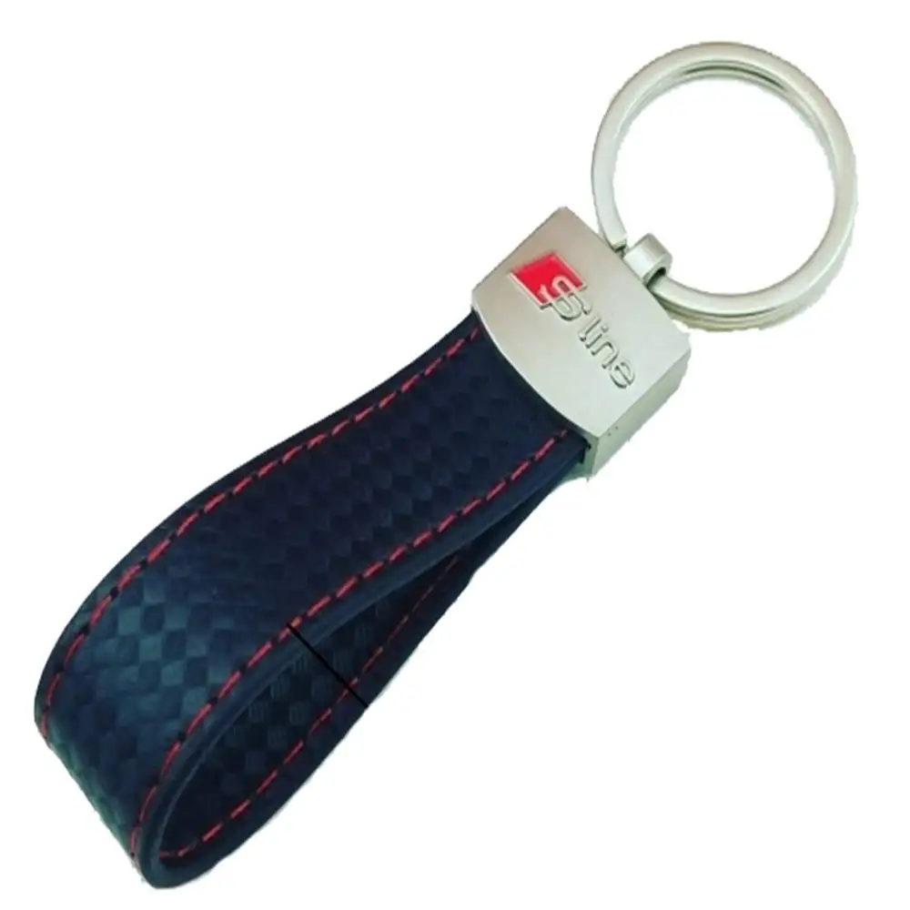 

Carbon Fiber Leather M Performance RS Sline AMG Keychain Keyring Key Fob Chain Ring for Benz B.M.W Audi Car Keys (Sline)