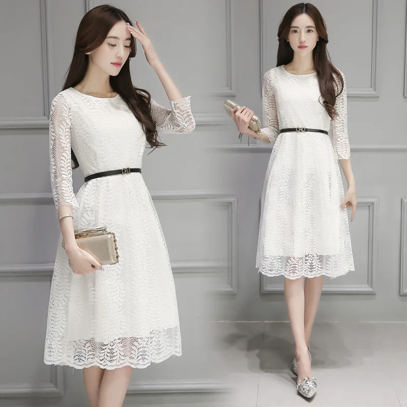 

2018 autumn fall spring long sleeve girls long dress white princess lace floral teenage clothing 14 16 years big girls dresses