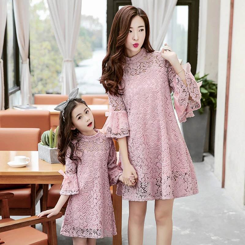 Vestidos de encaje para madre e hija, vestido aspecto familiar para madre y niña, vestido Formal de fiesta de boda de lujo, bata para niña|mother daughter dresses|daughter dressmom girl - AliExpress