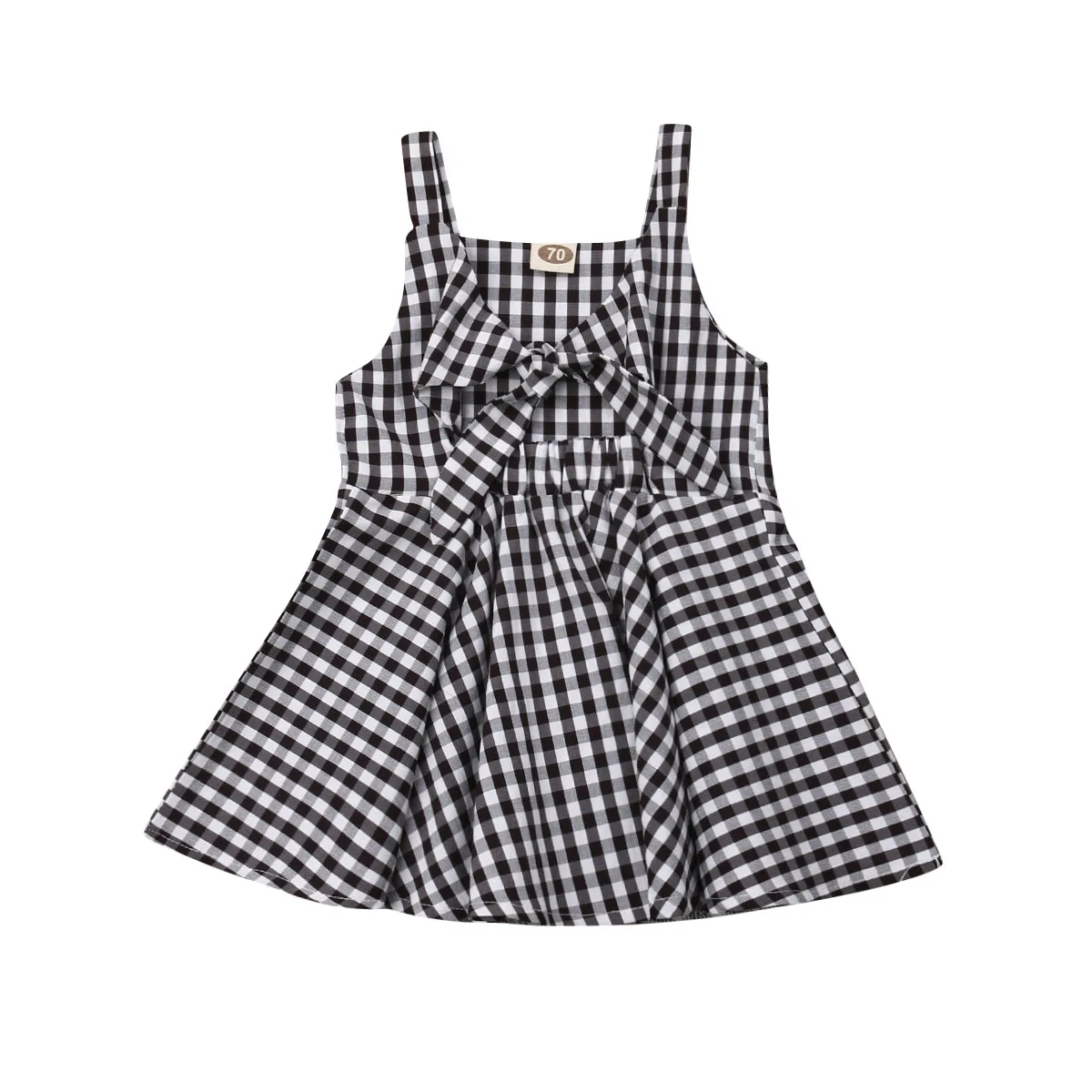 0-5Years 2019 New Girls Kids Summer Baby Sweet Princess Plaid Sleeveless Bowknot Wedding Party Beach Dress | Детская одежда и