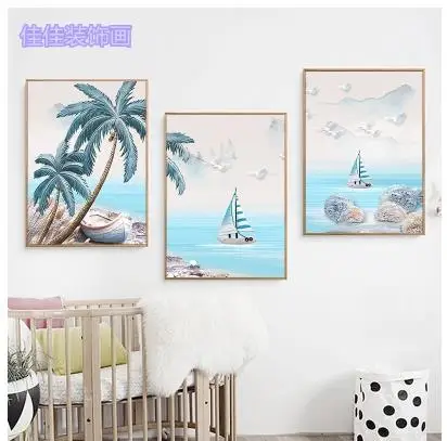 

Living room decorative painting Nordic sofa background wall painting bedroom restaurant triptych simple porch corridor wall -34
