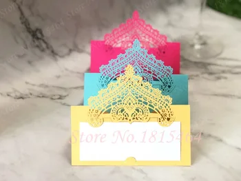 

50pcs Openwork Flowers Table Card Wedding Romantic Invitation Card Wedding Place Card Banquet Decoration Number Name Card