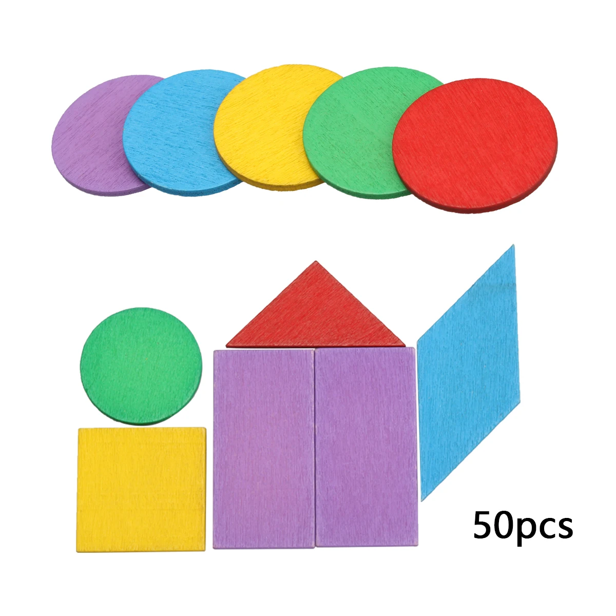 50 шт. фигурка арифметика детская Математика круговой цвет деревянные игрушки математическая Геометрия деревянный чип Монтессори обучающая игрушка для детей