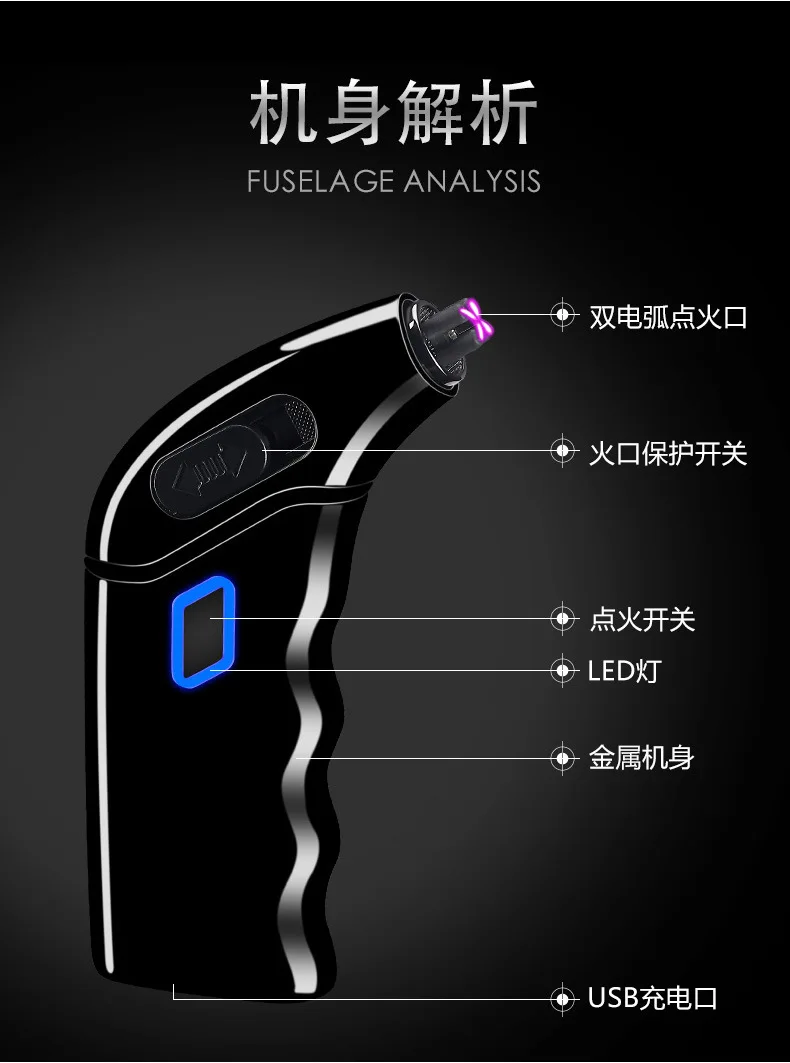 Креативные ветрозащитные зажигалки с двойной дугой для зарядки от usb, импульсные Плазменные сигареты, сигары, табак, зажигалки для труб, гаджеты для мужчин