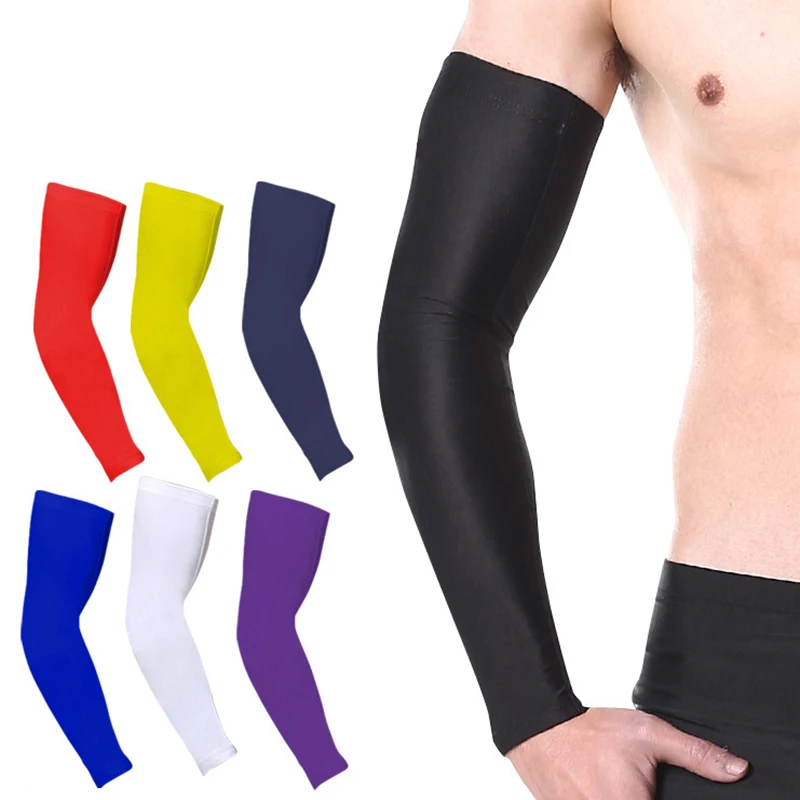 Anti-UV Sports Arm Sleeves Elastic Breathable Basketball Cycling Elbow Pad ♞ 