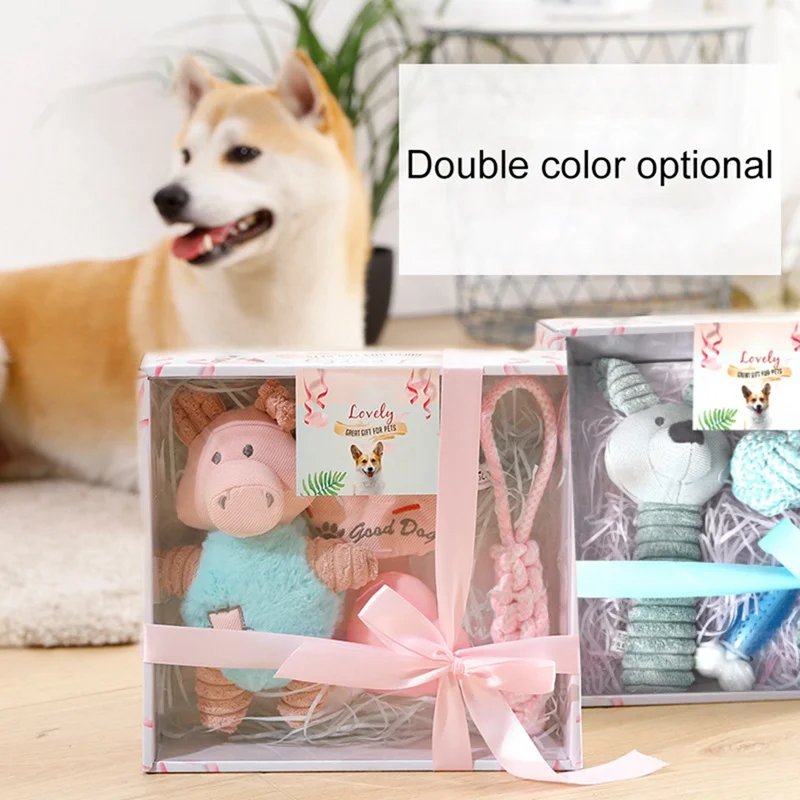 

4 Pcs/lot Squeaky Dog Toys Pet Puppy Plush Sound Chew Toy Set for Small Medium Dogs and Cats