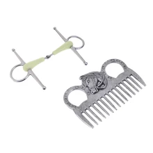 5," Конь полный щек Snaffle бит плюс полированная лошадь пони уход инструмент гребень оборудование комбинированное нержавеющая сталь