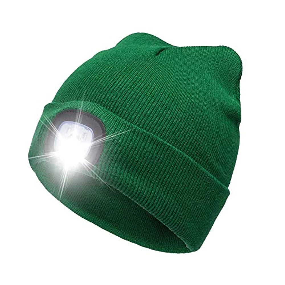 10-Цвета светодиодный Шапка-бини шапка зимняя обувь на теплом меху с USB Перезаряжаемые Батарея для спорта на открытом воздухе Альпинизм для прогулок, охоты и кемпинга Езда на велосипеде - Цвет: Green