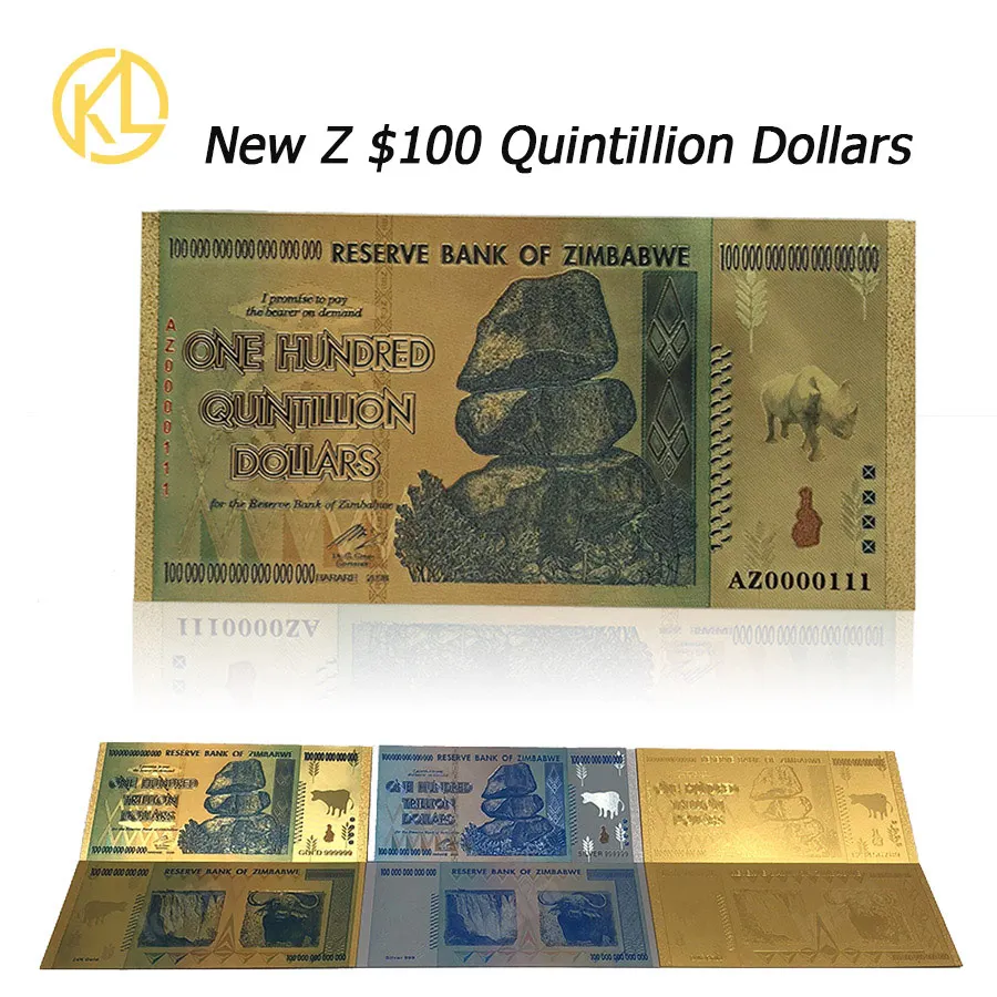 1 шт. золотые банкноты 100 триллион долларов, золотая монета, копия монет, поддельные деньги, доллар, Золотая копия, коллекционные монеты