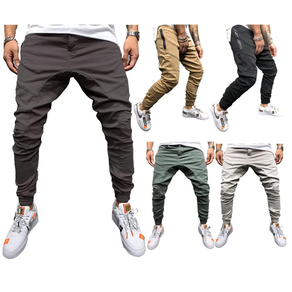 

Men Pants Fashion Splicing Multi Pocket Harem Joggers Pants 2019 Male Trousers Mens Joggers Solid Pants Sweatpants Large Size