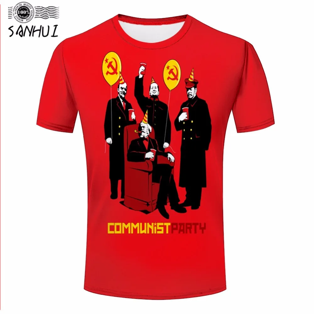 2017 Бренд Футболки SANHUI 3d футболки Коммунистическая партия забавный 3D Печати