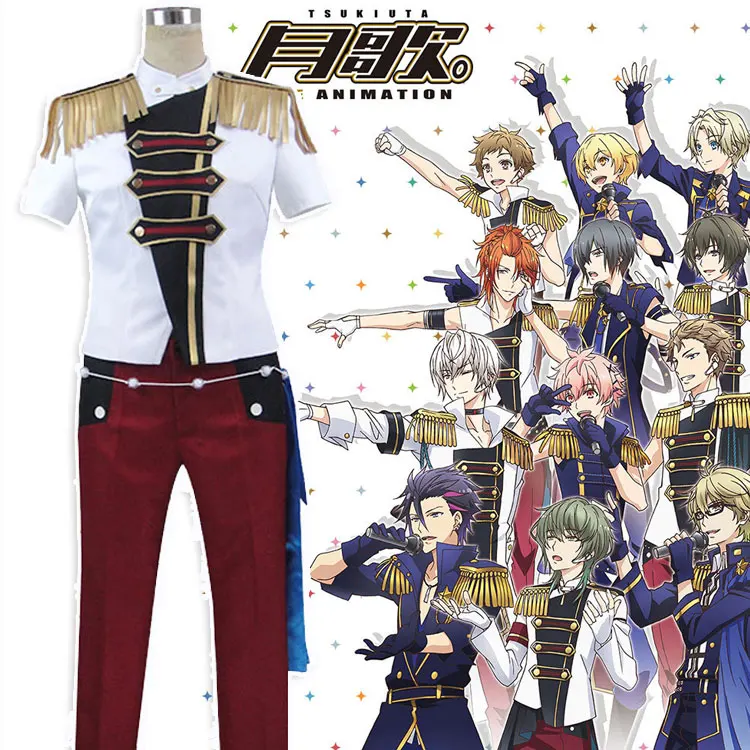 

Japan Anime Tsukiuta. NAGATSUKI YORU Cosplay Costume Halloween Uniform Outfit Shirt+Pants+Gloves Custom-made