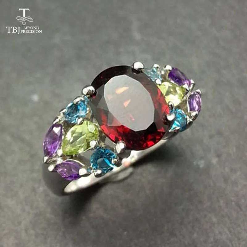 TBJ,Natural Colorful Gemstone high end Rings with Garnet peridot topaz amethyst in 925 sterling silver women wedding party gift TBJ,Natural Colorful Gemstone high end Rings with Garnet peridot topaz amethyst in 925 sterling silver women wedding party gift