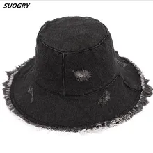 Летние из стираного денима Женская Солнцезащитная шляпа с бахромой; гибкая шляпа Дамы широкими полями Пляжный набор игрушек для детей Шапки женский хлопок складной Chapeu