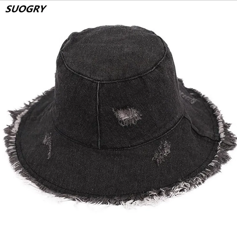 

Summer Washed Denim Sun Hat Women Fashion Tassel Floppy Cap Ladies Wide Brim Beach Bucket Hats Female Cotton Foldable Chapeu